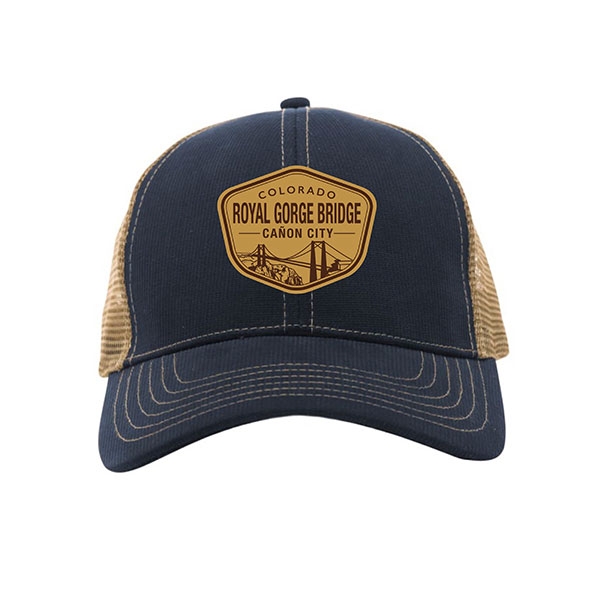 ADULT BASEBALL HAT WITH MESH BACK AND LOGO PATCH-NAVY/KHAKI