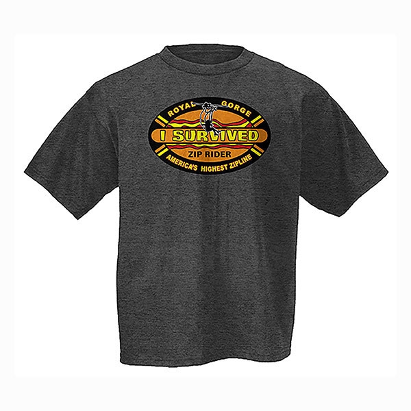 ADULT SHORT SLEEVE TEE I SURVIVED ZIP RIDER-CHARCOAL