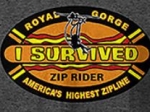 ADULT SHORT SLEEVE TEE I SURVIVED ZIP RIDER-CHARCOAL